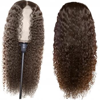 Peluca de Pelo Rizado Sintético Negro para Mujer, Largo, División Media, Fibra Resistente al Calor #g30