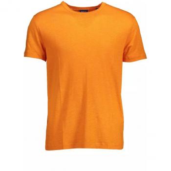 Gant, T-Shirts, male, Orange, Size: XL Stylish Orange Linen Tee Shirt