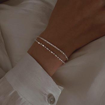Pulsera de doble capa brillante para mujer