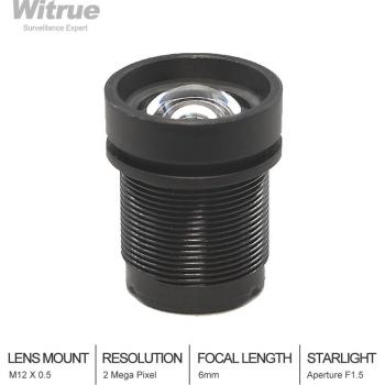 SONY IMX290/291/307/327 Compatible 2MP 6mm F1.5 Starlight CCTV Lens