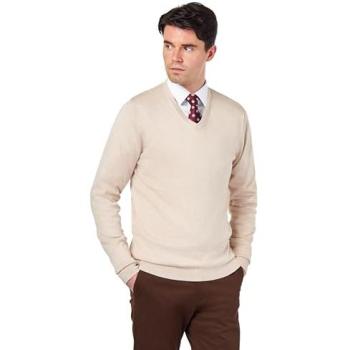 Men’s XL XPOSED Light Cotton V‑Neck Sweater, Beige