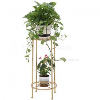 Mini Maceta de Hierro Forjado con Soporte Dorado