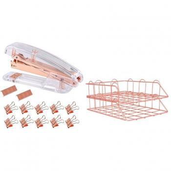 Rose Gold File Organizer and Acrylic Stapler Combo