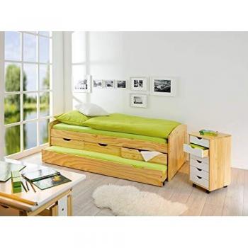 Lit gigogne 90x200 cm en pin massif naturel