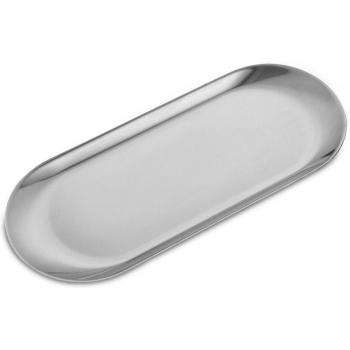 Minimalist Steel Dessert Plate with Gold Accents