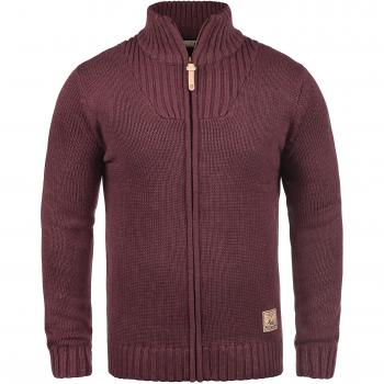 !Solid Poul Herren Cardigan Grobstrick mit Stehkragen, Größe:M, Farbe:Weinrot Melange