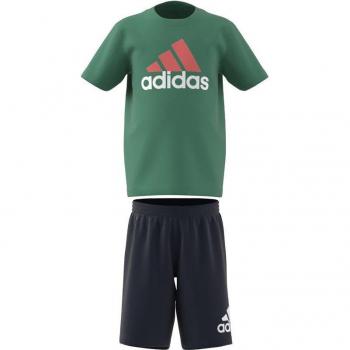 Completo Adidas per bambini 4-5 anni, Verde e Coral Fusion, Tuta LK BL CO