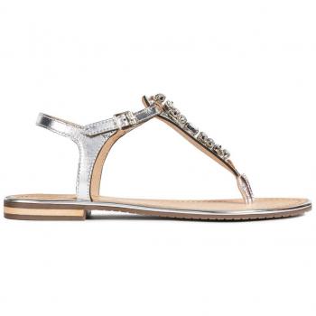 Geox Femme D Sozy Plus E, Sandales, Argent, 36