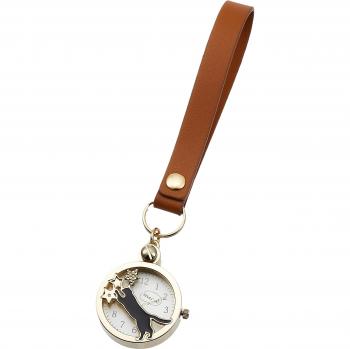 Cat‑Bag Charm Pocket Watch for Women – Brown