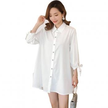 Maternity Long Sleeve Pleated Blouse for Pregnancy