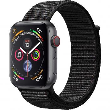 Apple Watch Series 4 (GPS + Cellular) 44 mm, Aluminium, Space Grau, Sport Loop Schwarz