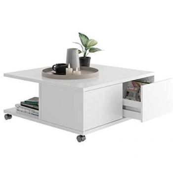 Twin‑Rollen-Couchtisch FMD – 70 cm, Schubladen Push‑to‑Open