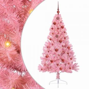 VidaXL Albero Natalizio Artificiale Rosa 150 cm – Luci a LED in PVC