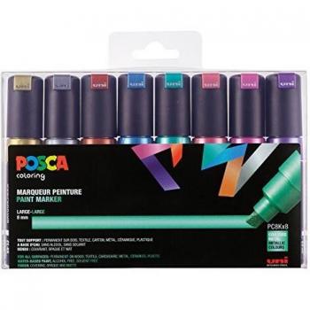 Posca PC8K/8METAL09 Boîte de 8 Marqueurs Assortis