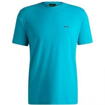 Tee BOSS – T-shirt en Coton Élastique & Logo Contrasté – Bleu Pastel – Pour Homme