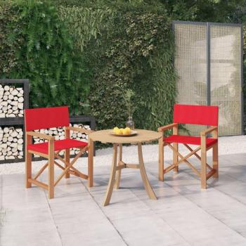 Lot de 2 Chaises Metteur en Scène – Bois Teck Massif, Rouge