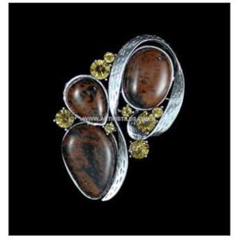 Broche de Cristal y Rocalla 6x4 cm