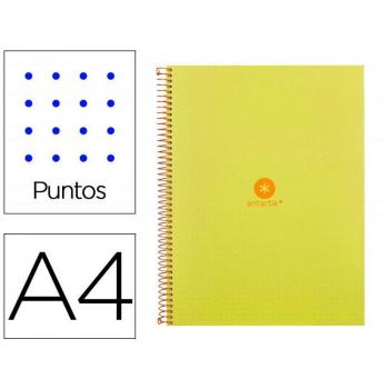 Cuaderno espiral Antartik A4 80h 90g con 4 taladros amarillo