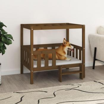Lit pour chien en bois de pin solide marron miel 95,5x73,5x90 cm