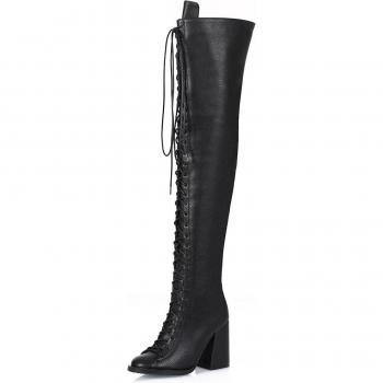 Hochfersen Stiefel für Frauen Über-Knie Schwarz