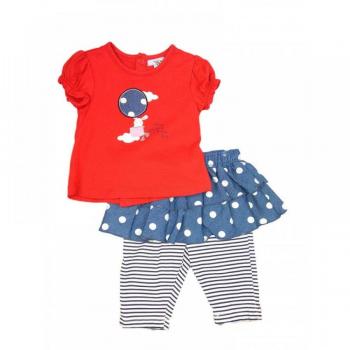 Completo bimba neonato 2pz maglia gonnellina leggings mezza manica volant Yatsi rosso jeans 6 m