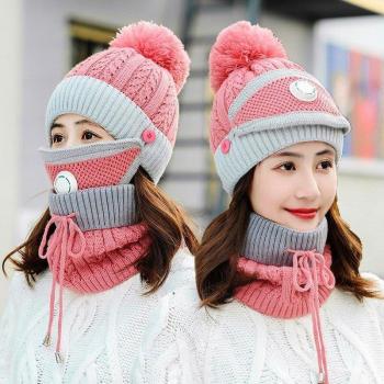 Set de gorros de invierno con máscara para mujer