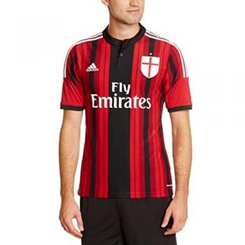 AC Milan Home Jersey in Black/Victory Red with S04/Running logo and White color in French (Size Manufacturer: S)