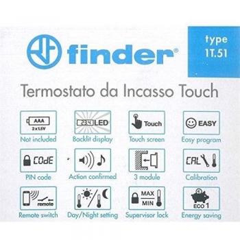 Finder Termostato Touch ad Incasso Colore Bianco 1T.51.9003.0000