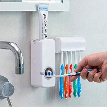 Distributore di dentifricio con supporto per spazzolino da denti automatico