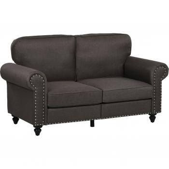 HOMCOM Dark Brown Two-Seater Sofa with Pocket Springs