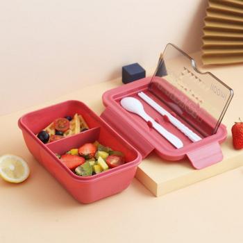 1100ml Mikrowellen Mittagessen Behälter Tragbare 2 Schicht Lebensmittel Box Gesunde Bento Box mit Besteck