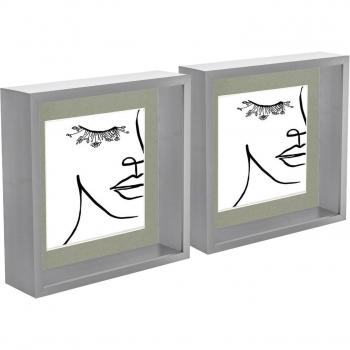 3D Deep Box Photo Frames 8 x 8 Grey/Grey Pack of 5