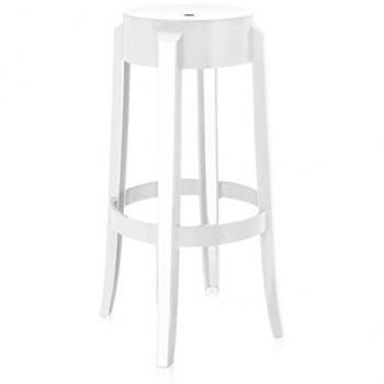 Tabouret design Charles Ghost 75 cm blanc