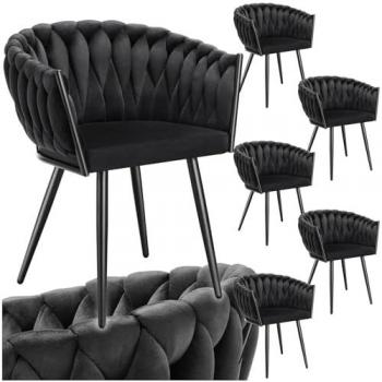Set de 6 chaises de salle à manger Astano en velours noir