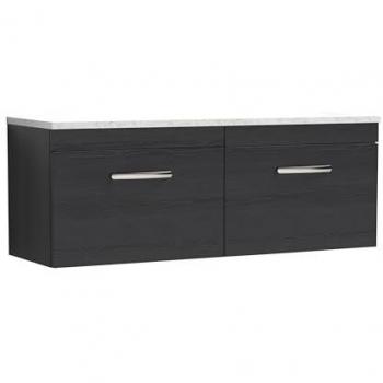 Athena Charcoal Black 1200mm Wall Hung Vanity Unit with Sparkling White Laminate Top