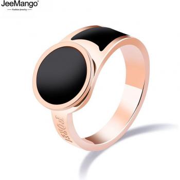JeeMango Anillo de Amor Eterno en Oro Rosa y Resina Negra