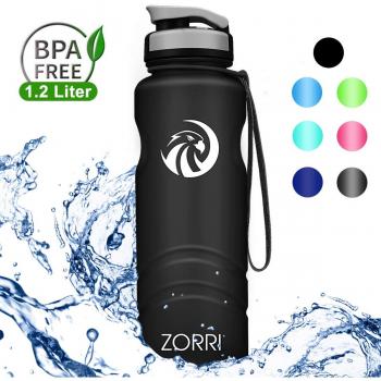 ZORRI Camping Hiking Cycling Gym Yoga Running Water Bottle, 42oz, Leak Proof