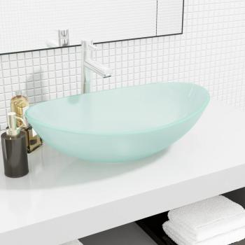Basin 54.5x35x15.5 cm Tempered Glass Frosted vidaXL