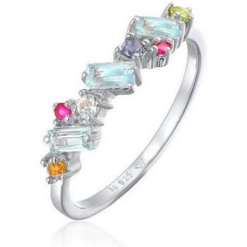 Elli Peridot & Moonstone Ring – 925 vergoldetes Silber – Damenmodell – 52