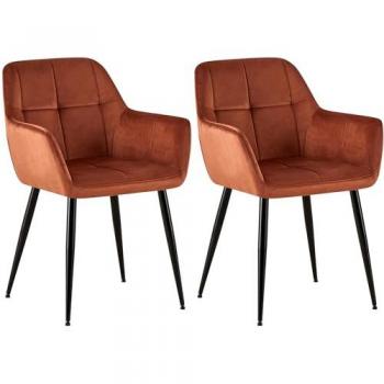 Duo de chaises de salle à manger Emia en velours marron