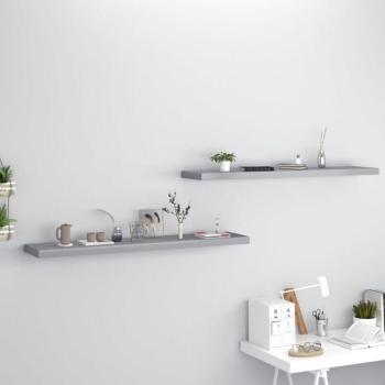 Scaffali Grigi Mdf 2 Pz 120x23,5x3,8 cm