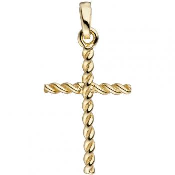Anhänger Kreuz schmal 333 Gold Gelbgold