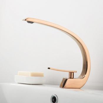 Mezclador Unipolo de Agua Fría para Fregadero Curvo Bronce