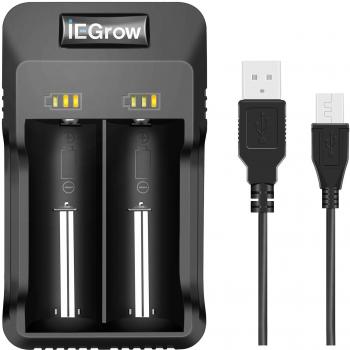 IEGrow Steckerladegerät für 18650, 26650, 14500, 16340 Lithium Batterien