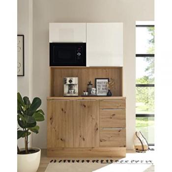 Buffet Marleen 120 cm en Blanc avec Finition Chêne Artisan