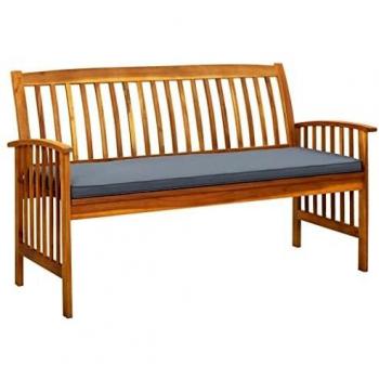 VidaXL Gartenbank 147 cm aus Akazienholz mit Kissen