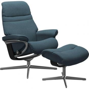 Stressless® Relaxsessel »Harmonie«, (Set, Relaxsessel mit Hocker), mit Hocker, mit Cross Base, Größe S, M & L, Holzakzent Schwarz