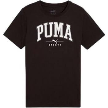 Camiseta Puma Squad Big Graphic Niño Manga Corta Negra con Detalles en Blanco