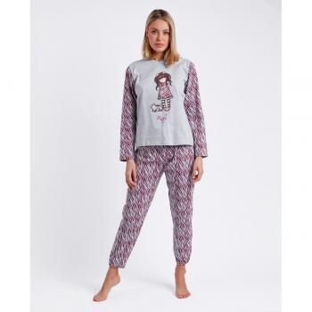 Santoro Pigiama Maniche Lunghe Ruby Wild Grigio Melange 2XL