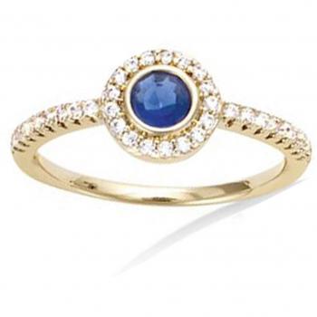 Bague de 8 mm Sissi con Zafiro Dorado, color azul 60